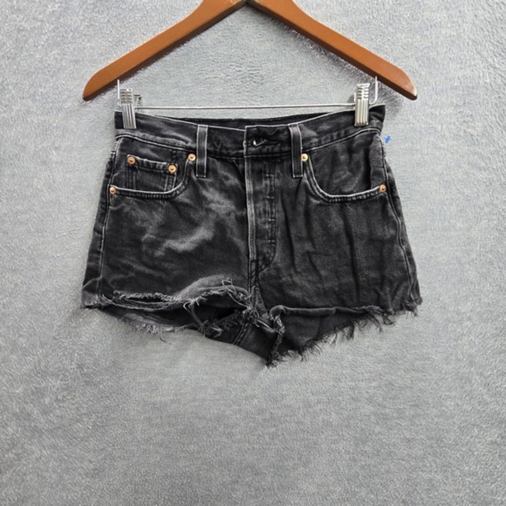 Levi's 511 Women Shorts W25 Black‎ Denim Cutoff Shorts Button Fly High Rise